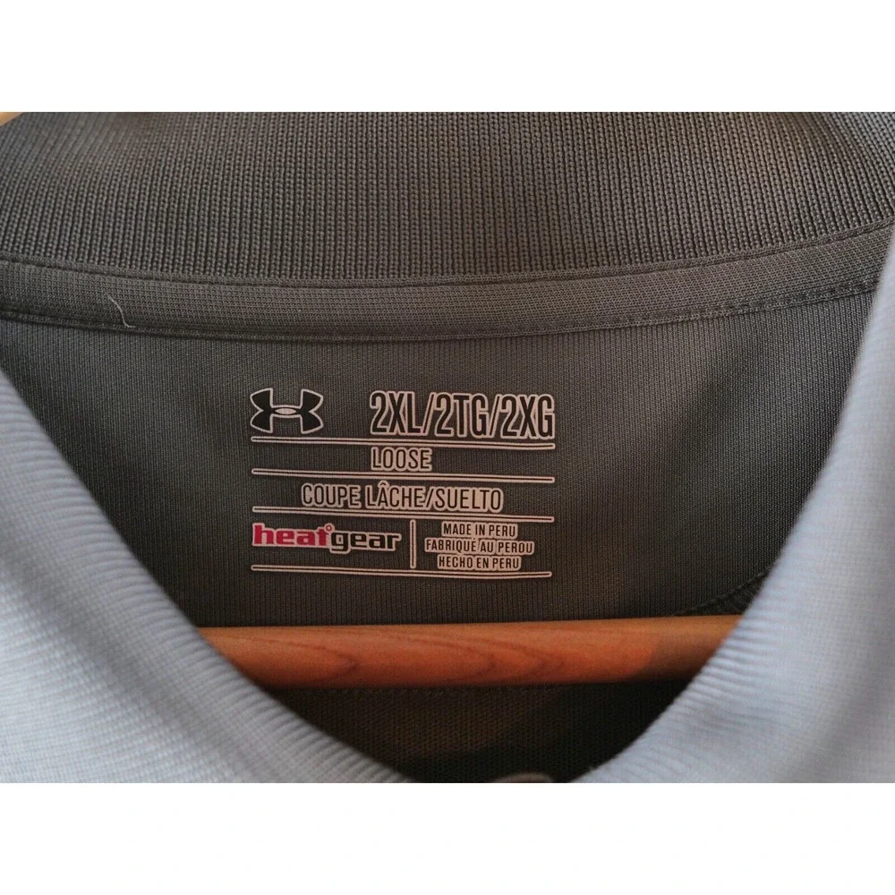 Under Armour Men's Polo 2xl Gray Embroidered POLO Shirt Heatgear‎ - Picture 4 of 8